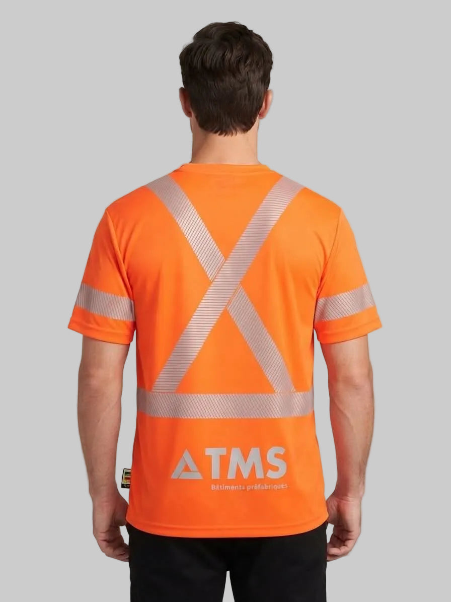 T-shirts orange léger avec bandes segmentés